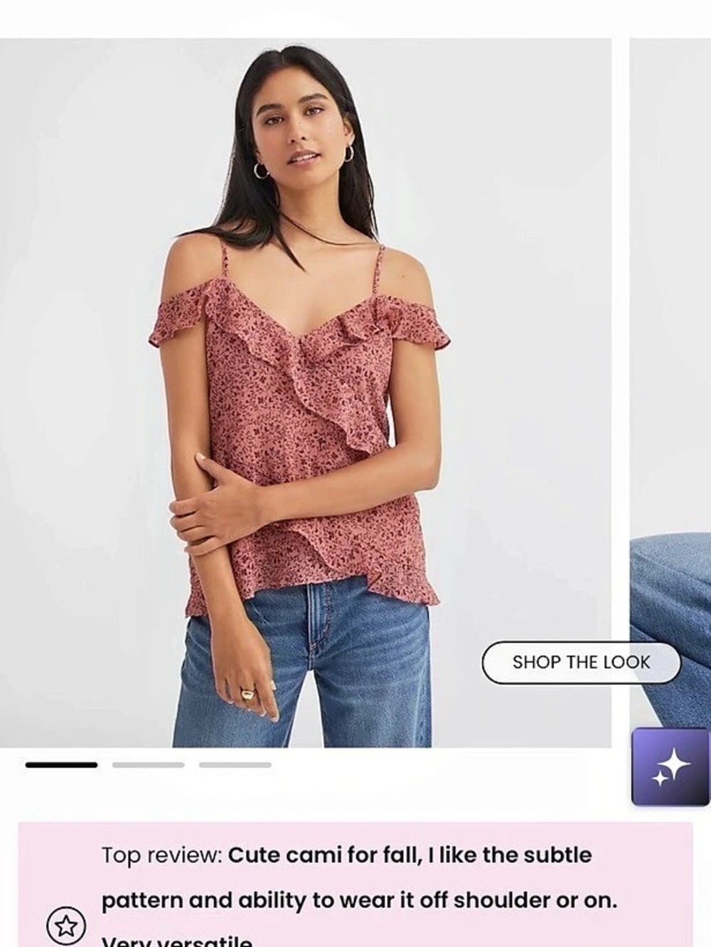 LOFT Floral Ruffle Off The Shoulder Cami Pink XS NWT